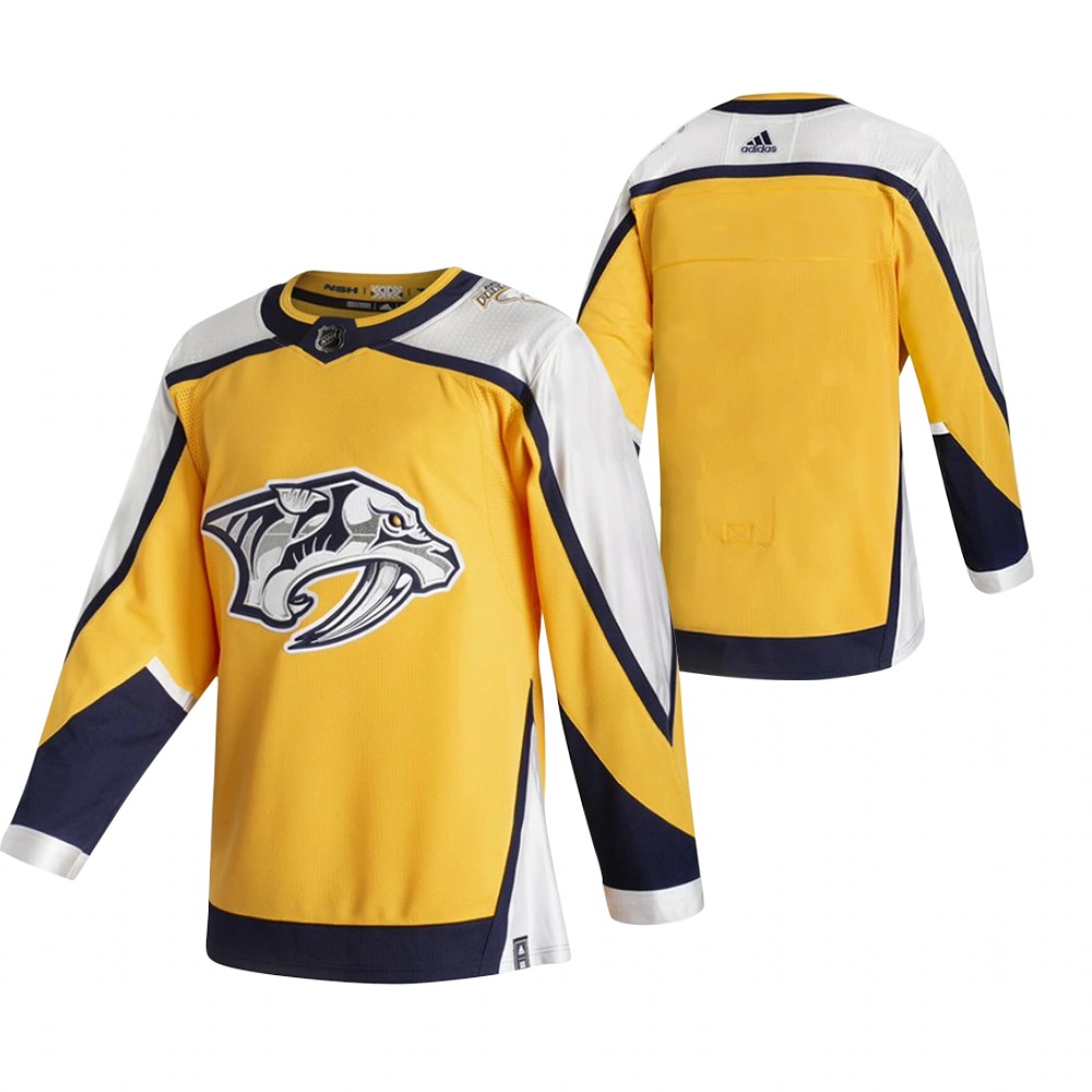 2021 Adidias Nashville Predators Blank Yellow Men Reverse Retro Alternate NHL Jersey->nashville predators->NHL Jersey